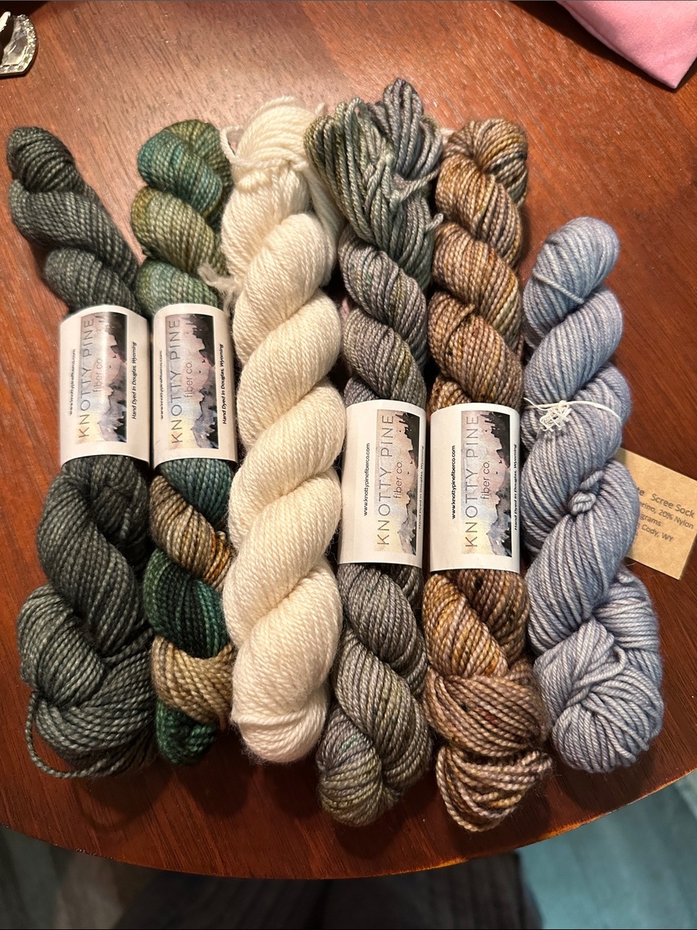 Hand-Dyed Yarn Mini Set — Neutral Greens, Cream & Grey